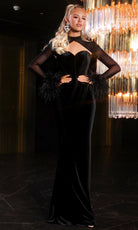 Portia and Scarlett PS25972E - Feather Accent Sweetheart Fitted Gown