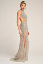 Portia and Scarlett PS25988C - Cutout Plunging Neckline Beaded Gown