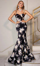 Portia and Scarlett PS26000 - Floral Corset Mermaid Gown