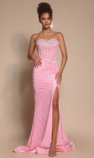 Portia and Scarlett PS26002 - Pearl Beaded Sweetheart Neckline Dress
