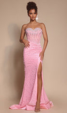 Portia and Scarlett PS26002 - Pearl Beaded Sweetheart Neckline Dress