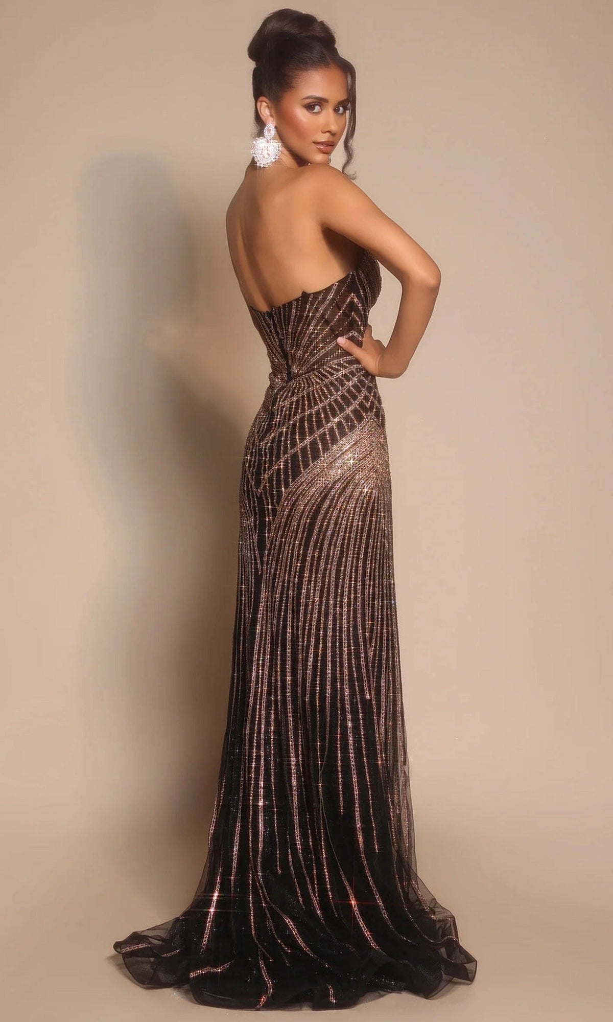 Portia and Scarlett PS26004 - Geometric Beaded Sheath Prom Dress