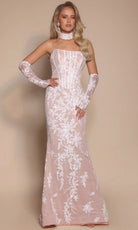Portia and Scarlett PS26005 - Embroidered Floral Scoop Neck Dress