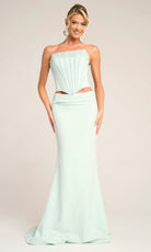 Portia and Scarlett PS26007 - Pearl Encrusted Corset Sheath Dress