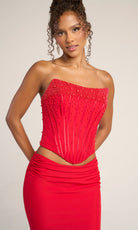 Portia and Scarlett PS26007 - Pearl Encrusted Corset Sheath Dress