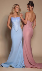 Portia and Scarlett PS26008 - Beaded Top Strapless Fitted Dress