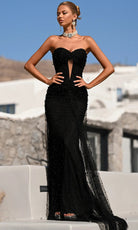 Portia and Scarlett PS26022 - Pearl Beaded Keyhole Ruched Dress