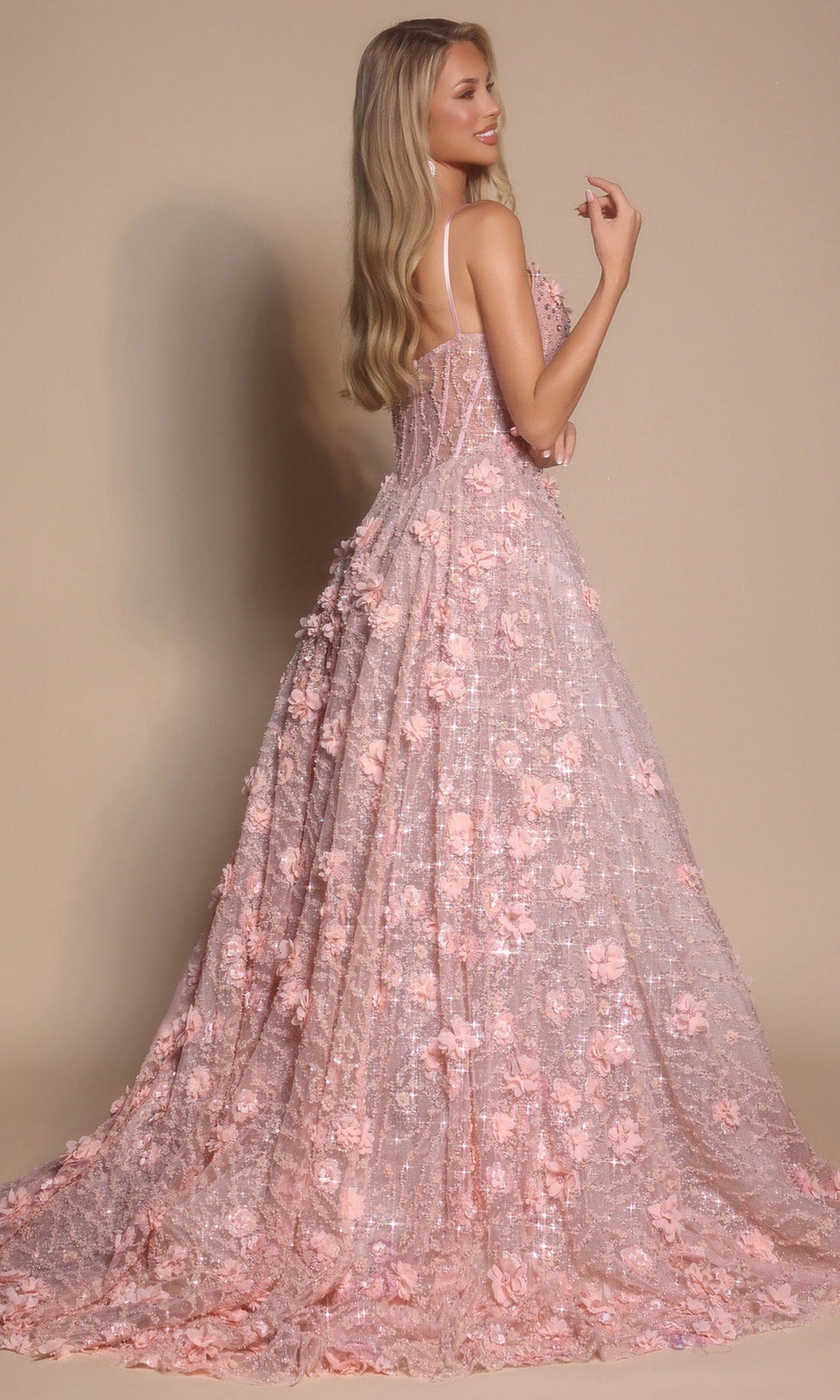 Portia and Scarlett PS26027 - 3D Floral A-Line Prom Dress