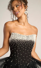 Portia and Scarlett PS26034 - Pearl Embellished Corset Tulle Gown