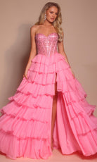 Portia and Scarlett PS26037 - Embellished Corset Ruffle Prom Dress