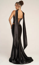 Portia and Scarlett PS26042 - Beaded Crop Top Sheath Dress With Scarf
