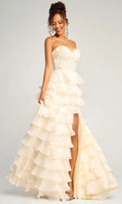 Portia and Scarlett PS26048 - Tiered Ruffle Sweetheart Gown With Slit
