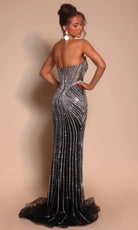 Portia and Scarlett PS26064 - Strapless Slit Gown With Linear Beading