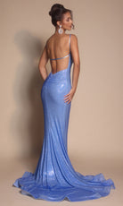 Portia and Scarlett PS26068 - Cowl Neck Sparkle Prom Dress With Train