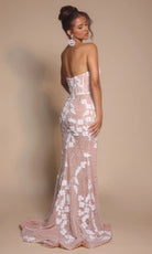 Portia and Scarlett PS26074 - Embroidered Floral Side Slit Gown