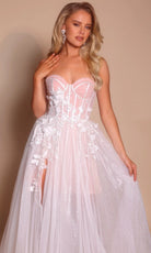 Portia and Scarlett PS26078 - Corset A-Line Dress With Embroidery
