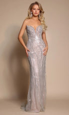 Portia and Scarlett PS26106 V-Neckline Jeweled Dress
