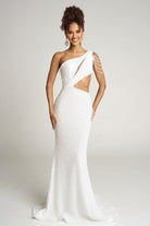 Portia and Scarlett PS26115 - One Shoulder Beaded Cutout Dress