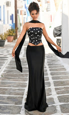 Portia and Scarlett PS26118 - Strapless Polka Dot Sheath Prom Dress
