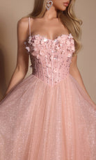 Portia and Scarlett PS26146 - Floral Applique Spaghetti Strap Gown