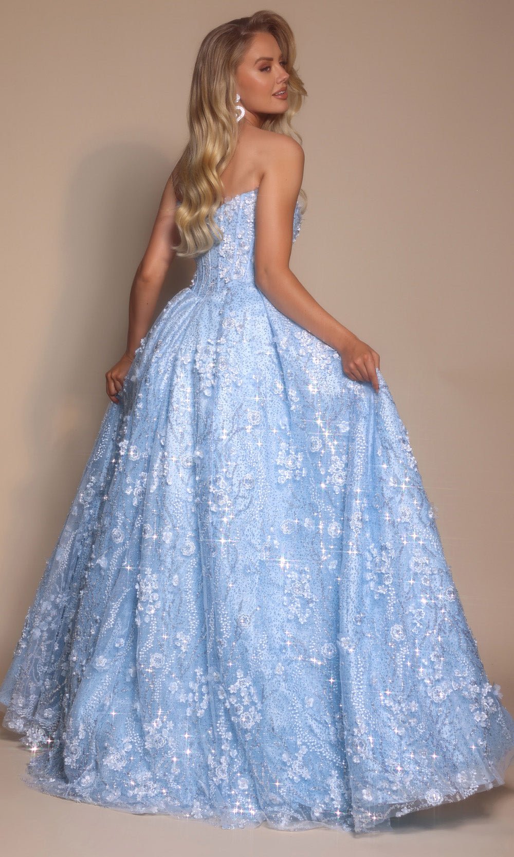 Portia and Scarlett PS26149 - Floral Embellished Pleated Ballgown - Silhouette Dresses
