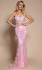 Portia and Scarlett PS26156 - Beaded Detail Sheer Corset Prom Gown