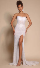 Portia and Scarlett PS26173 - Pearl Embellished Scoop Neck Gown