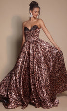 Portia and Scarlett PS26188 - Leopard Print Beaded Bust Ballgown