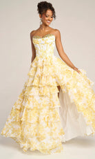 Portia and Scarlett PS26210 - Floral Print Tiered A-Line Gown