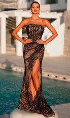Portia and Scarlett PS26223 - Straight Neck Floral Lace Prom Gown