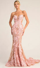 Portia and Scarlett PS26248 - Floral Bodice Plunge Sweetheart Dress