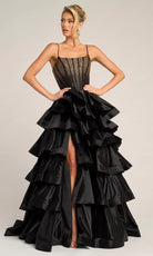 Portia and Scarlett PS26253 Ruffle High Slit Ball Gown