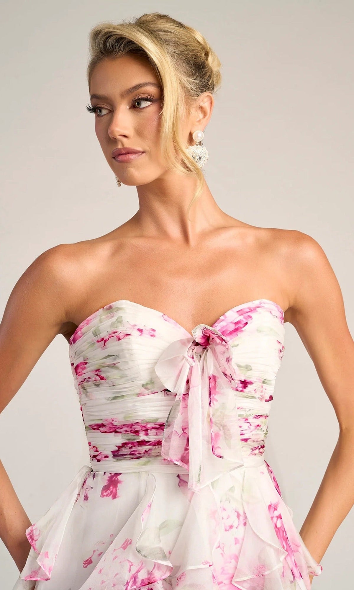 Portia and Scarlett PS26254 - Cascading Ruffle Floral Print Gown
