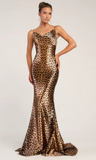 Portia and Scarlett PS26257 - Cowl Neck Leopard Prom Gown