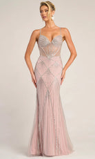 Portia and Scarlett PS26263 - Illusion Bodice Deep V-Neck Dress
