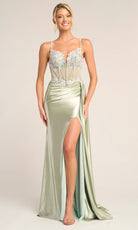 Portia and Scarlett PS26270 - Sheath Floral Embellished Corset Gown