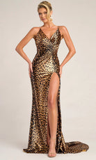 Portia and Scarlett PS26276 - Ruched Leopard Print Prom Gown