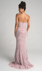 Portia and Scarlett PS26277 - Pearl Beadwork Straight Neckline Dress