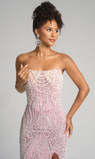 Portia and Scarlett PS26277 - Pearl Beadwork Straight Neckline Dress