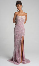 Portia and Scarlett PS26277 - Pearl Beadwork Straight Neckline Dress