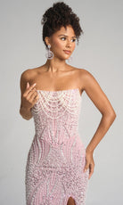 Portia and Scarlett PS26277 - Pearl Beadwork Straight Neckline Dress - Silhouette Dresses