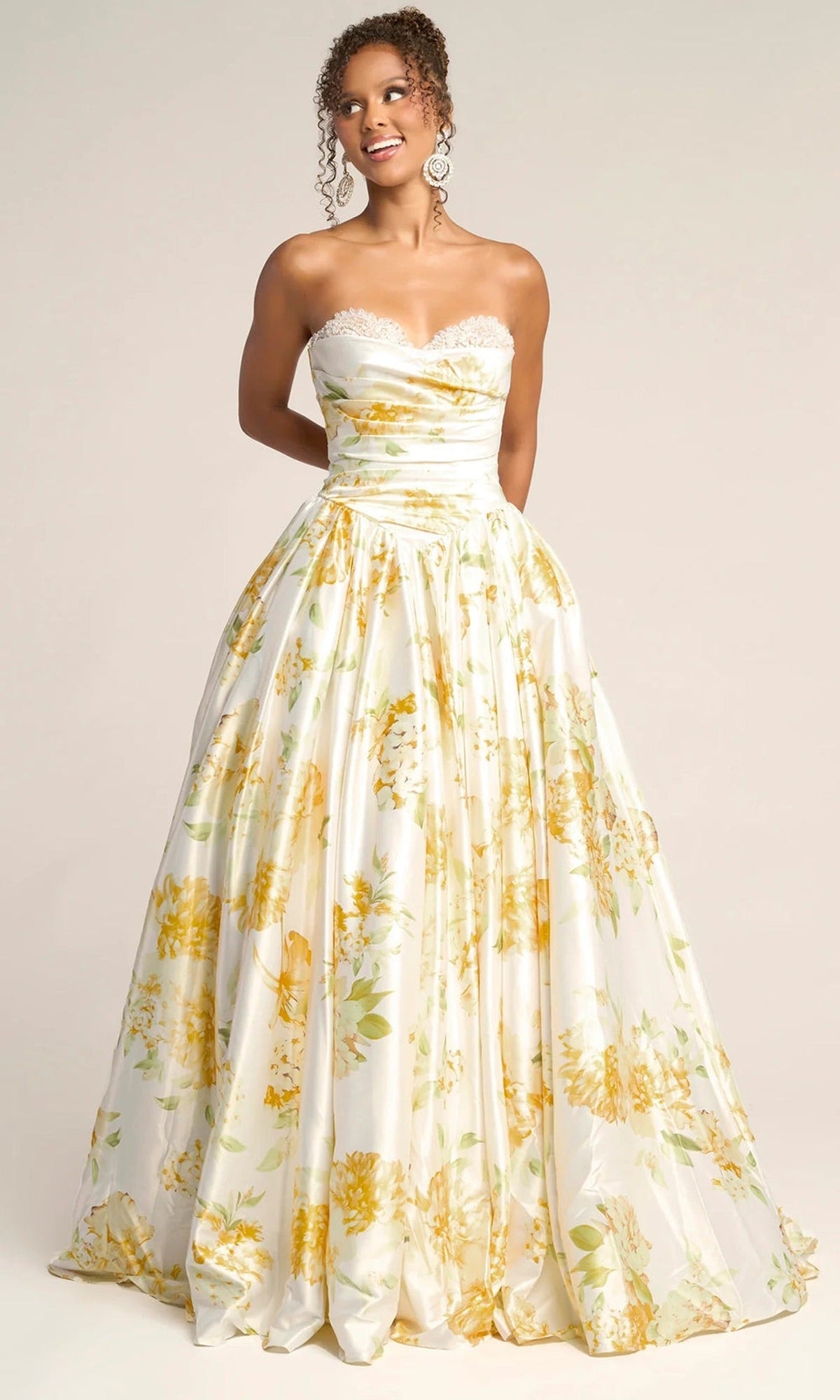 Portia and Scarlett PS26298 - Lace Trim Sweetheart Floral Ballgown