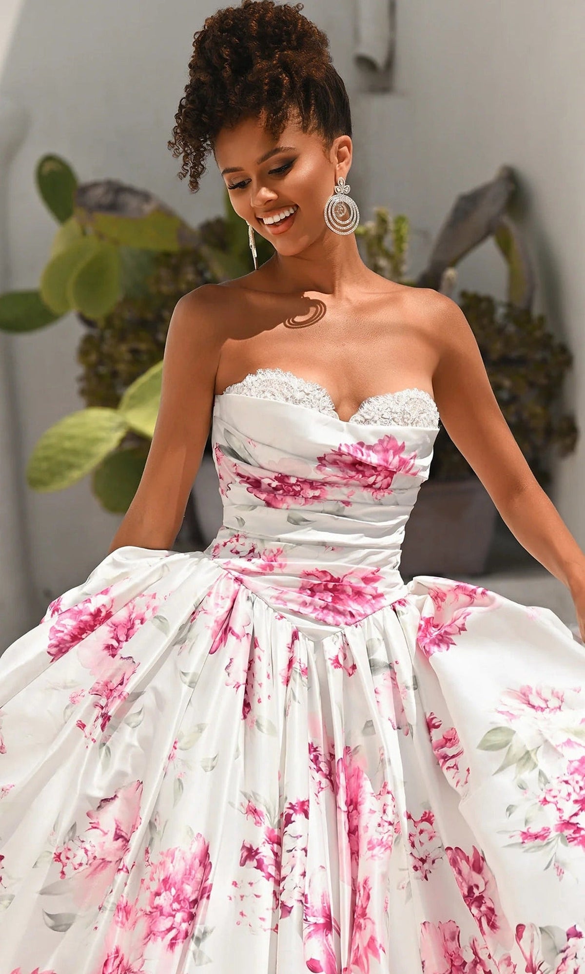 Portia and Scarlett PS26298 - Lace Trim Sweetheart Floral Ballgown