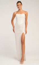 Portia and Scarlett PS26309E - Ruched Beaded Column Dress