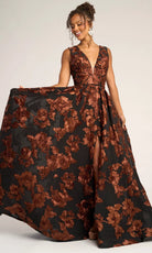 Portia and Scarlett PS26312E - Floral Embroidered Box Pleated Gown