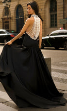 Portia and Scarlett PS26343E - Pearl-Embellished Halter A-Line Gown