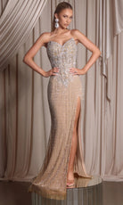 Portia and Scarlett PS26402C - Crystal Beaded Strapless Fitted Gown
