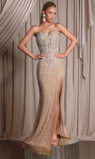 Portia and Scarlett PS26402C - Crystal Beaded Strapless Fitted Gown - Silhouette Dresses
