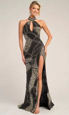 Portia and Scarlett PS26406C - Keyhole Geometric Beaded Prom Gown