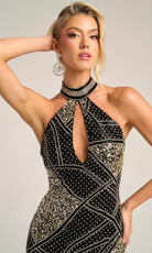 Portia and Scarlett PS26406C - Keyhole Geometric Beaded Prom Gown